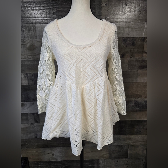 NWOT Free People Gracie Lace Peplum Blouse - Picture 4 of 8